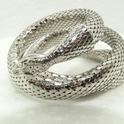 Spiral Silver Snake Arm Cuff Bracelet