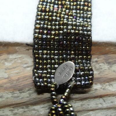 Irredescent Seed Beaded Signed tag Laila Rowe Bracelet