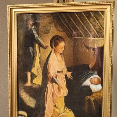 Lot 164: Antique 20" x 16" Eduardian Style Oil Painting Original Frame
