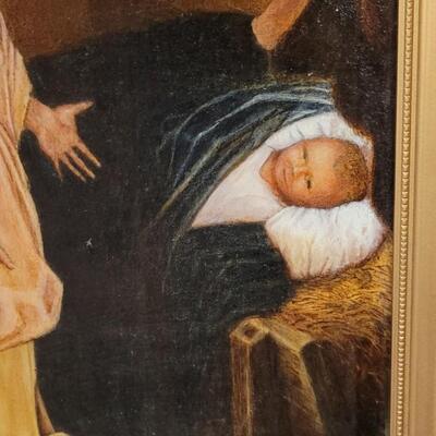 Lot 164: Antique 20" x 16" Eduardian Style Oil Painting Original Frame