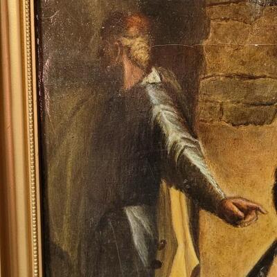 Lot 164: Antique 20" x 16" Eduardian Style Oil Painting Original Frame