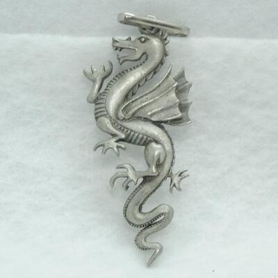 Pewter Dragon Pendant, J.J. 1986 Jonette Jewelry