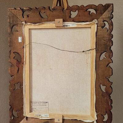 Lot 166: Vintage 21.5" x 17" Oil Painting Glicee Print w/ Hand Accented Beading Framed Art