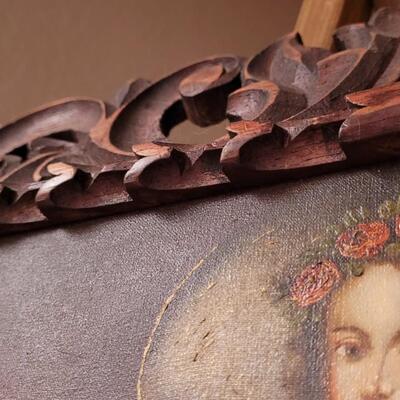 Lot 166: Vintage 21.5" x 17" Oil Painting Glicee Print w/ Hand Accented Beading Framed Art