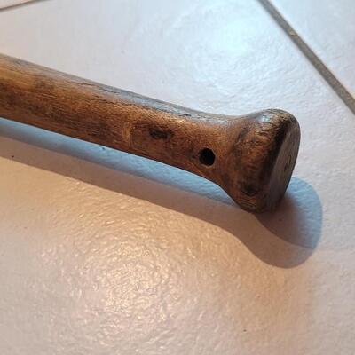 Lot 168: Vintage 19.5" Wooden Handle Nightstick Baton w/ Lanyard Hole Personal Legal Defense
