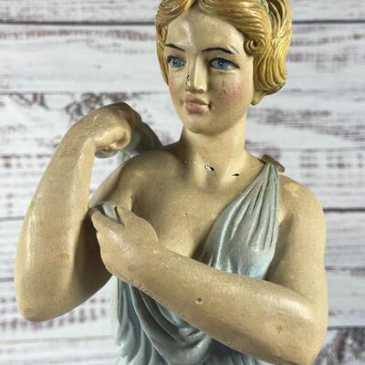 Antique Statue of a Woman in a Light Blue Toga
