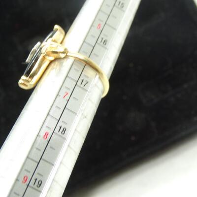Beautiful! Victorian Style Gold Tone  Avon  Black Onyx Marquis Ring