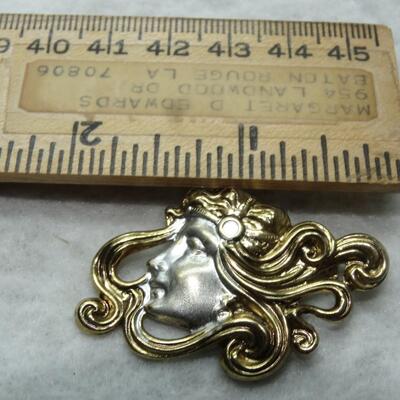 Gold & Silver Tone Lady Brooch