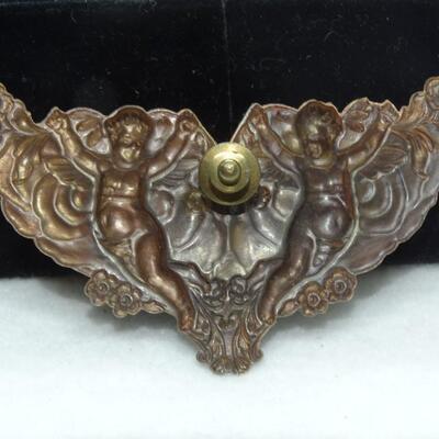Victorian Cherub Pin, Brass Color, Victorian Angels