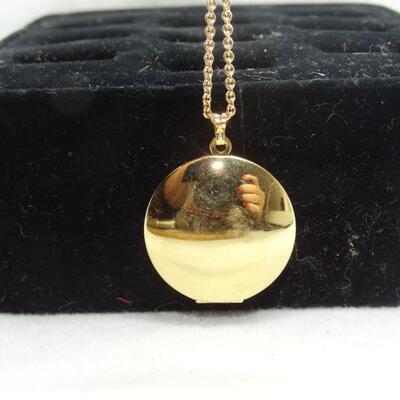 Gold Tone Round Avon Photo Locket Necklace, Victorian Style Locket