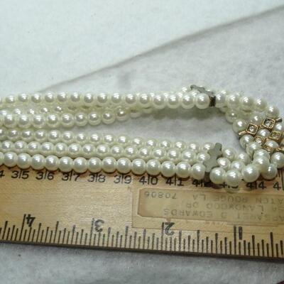 Rhinestone & Pearl Adjustable Necklace, Chocker, Victorian Style
