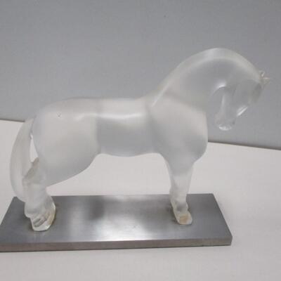 Lalique Style Crystal Horse On base - Not signed