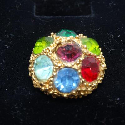 Adjustable Vintage Bling Ring, Colorful Rhinestones, Colors of the Rainbow!