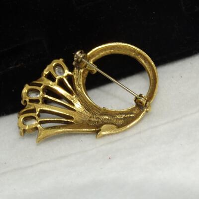 Gold Tone Fan Flower Pin