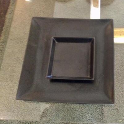 Contemporary black square serving plates