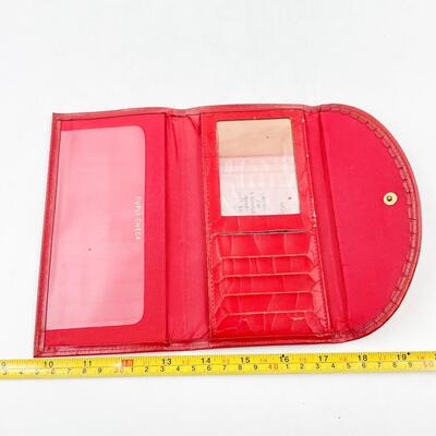 AMITY RED COWHIDE SPLIT WALLET