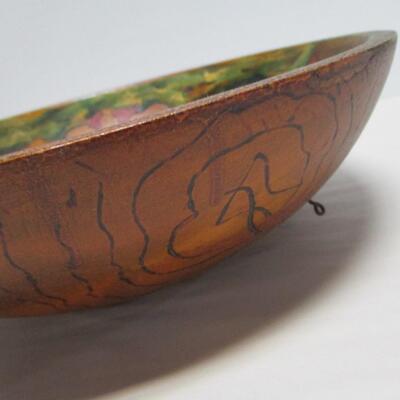 Hand Painted Vintage Munising Primitive Wooden Bowl