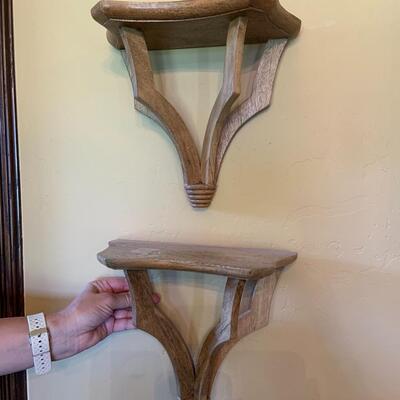 Pair of wood wall shelves