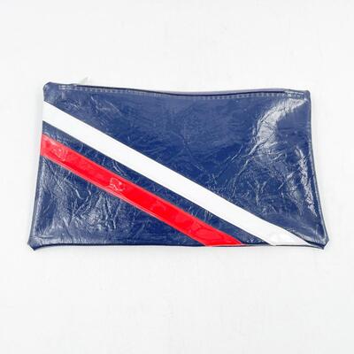 RED WHITE & BLUE STRIPED ZIPPERED BAG