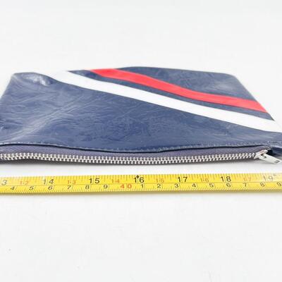 RED WHITE & BLUE STRIPED ZIPPERED BAG