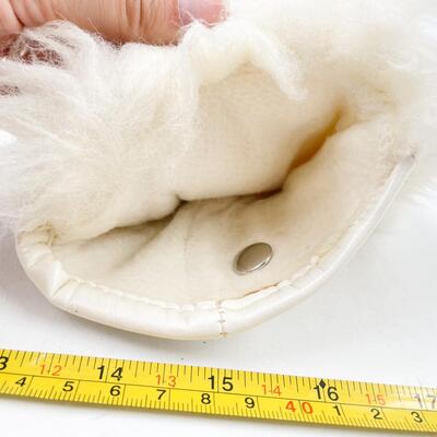 VINTAGE FAUX FUR & LEATHER MITTENS - SIZE LARGE