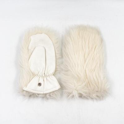 VINTAGE FAUX FUR & LEATHER MITTENS - SIZE LARGE