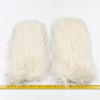 VINTAGE FAUX FUR & LEATHER MITTENS - SIZE LARGE