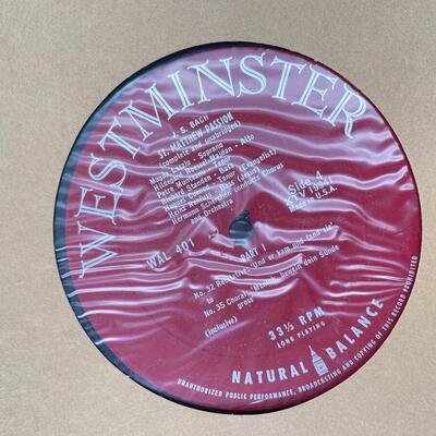 HERMAN SCHERCHEN â€œSAINT MATTHEW PASSION: JOHANN SEBASTIAN BACHâ€ WAL 401 VINYL RECORD