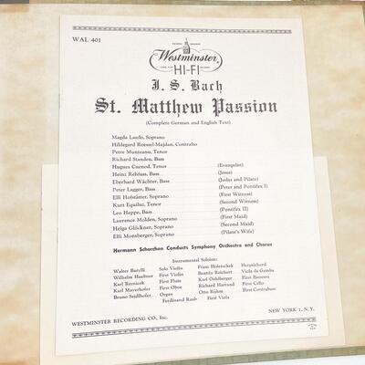 HERMAN SCHERCHEN â€œSAINT MATTHEW PASSION: JOHANN SEBASTIAN BACHâ€ WAL 401 VINYL RECORD