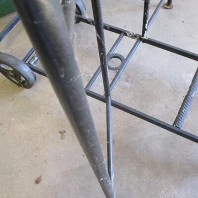 Wrought Iron Table With Wheels - Sides Fold Down