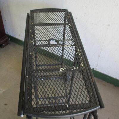 Wrought Iron Table With Wheels - Sides Fold Down