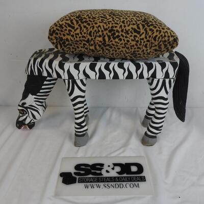 Zebra Stool/Chair/Table With Pillow, Wooden