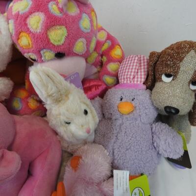 14 Stuffed Animals: Pink Bears and Bunnies, Dora the Explorer
