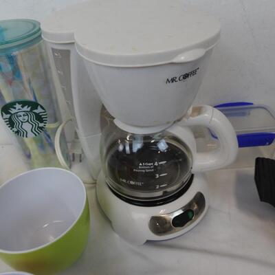 Mr Coffee Coffee Maker, Waffle Maker, 4 Egg Pan, Bowls, Cups