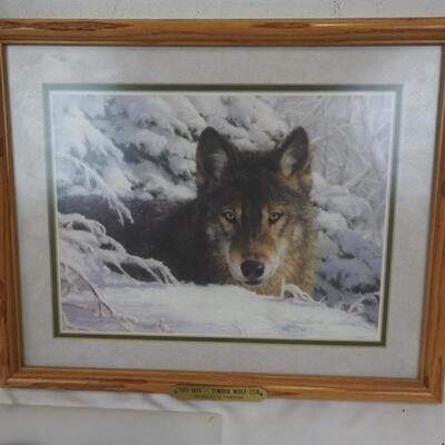 2 pc Framed Wolf Pictures, Timber Wolf Club