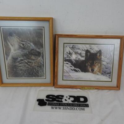 2 pc Framed Wolf Pictures, Timber Wolf Club