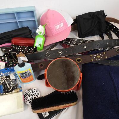 Personal Care and Apparel: Belts, Hat, Alarm Clock, Hangers