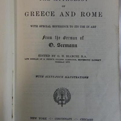 The Mythology of Greece and Rome, O. Seemann - Antique Book, 1896