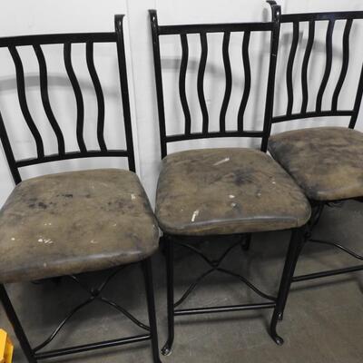3 Black Metal Bar Stool Chairs, Used