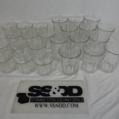 Set of 24 Clear Bar Glasses, 12 Short and 12 Tall Glasses
