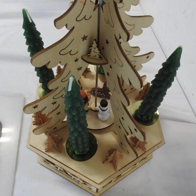 Wooden Christmas Pyramid, Candle Powered Carousel, Battery Operated Lights