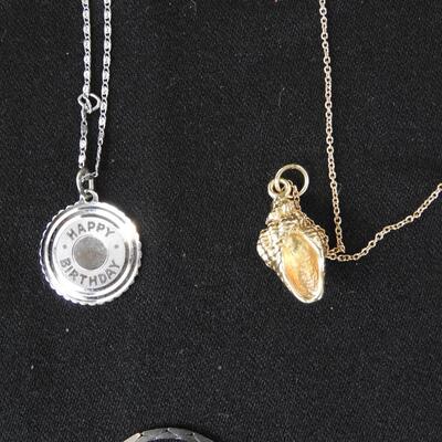 9 Chain Necklaces, Anchor Pendant, Shell Pendent, Gold and Silver Style