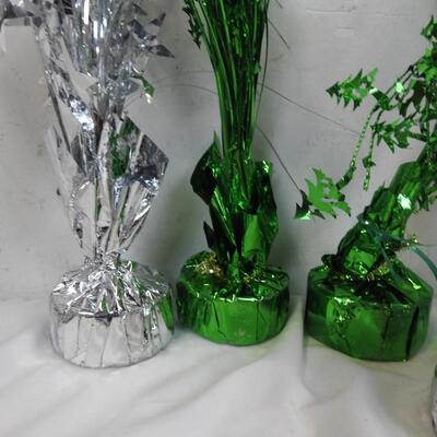 12 Party Balloon Weights, Green and Silver