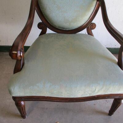 Victorian Green Velvet Floral Chair