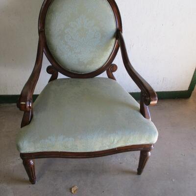 Victorian Green Velvet Floral Chair