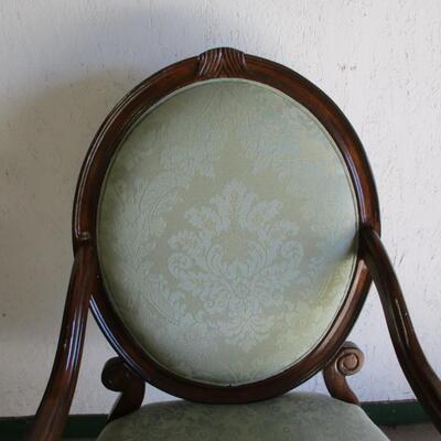 Victorian Green Velvet Floral Chair