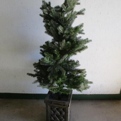 Lighted Artificial Tree In Planter