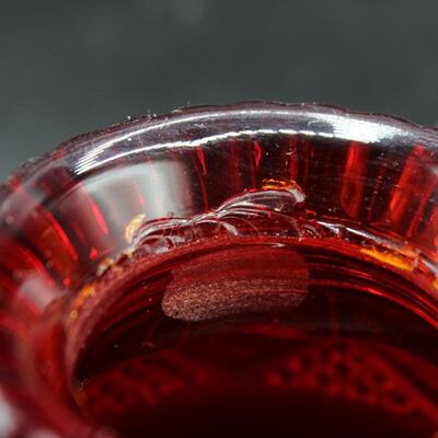 Vintage Imperial Milk & Ruby Red Glass Tulip & Cane Bundling Oil Lamp