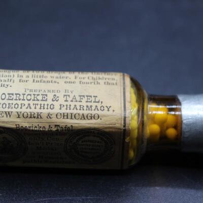 Small Antique Unopened Glass Vial of Homoeopathic Medicine by Boericke & Tafel