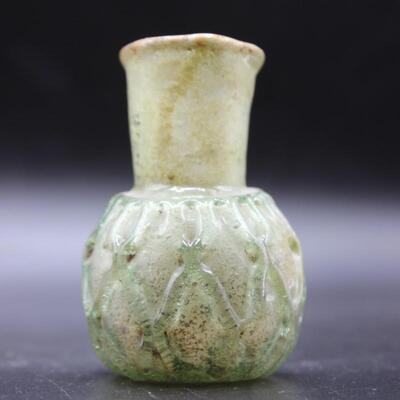 Small Primitive Antique Vintage Handmade Green Glass bottle Vase